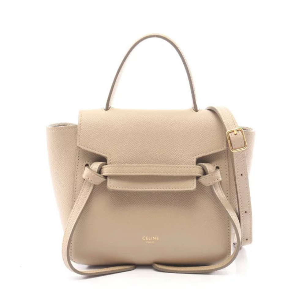 Celine Pico Belt Bag Handbag Leather Beige Tan